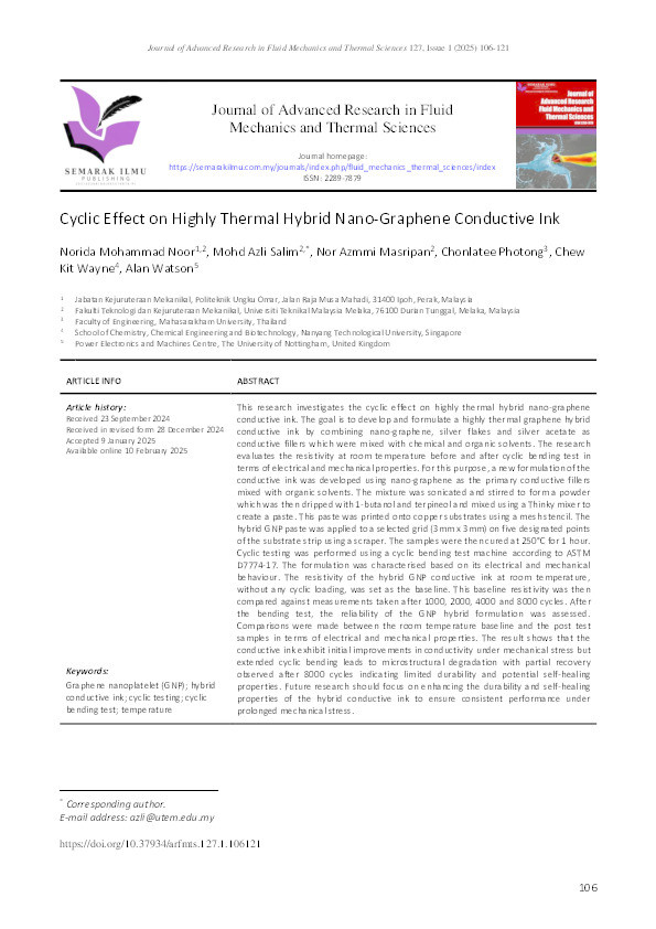 Cyclic Effect on Highly Thermal Hybrid Nano-Graphene Conductive Ink Thumbnail