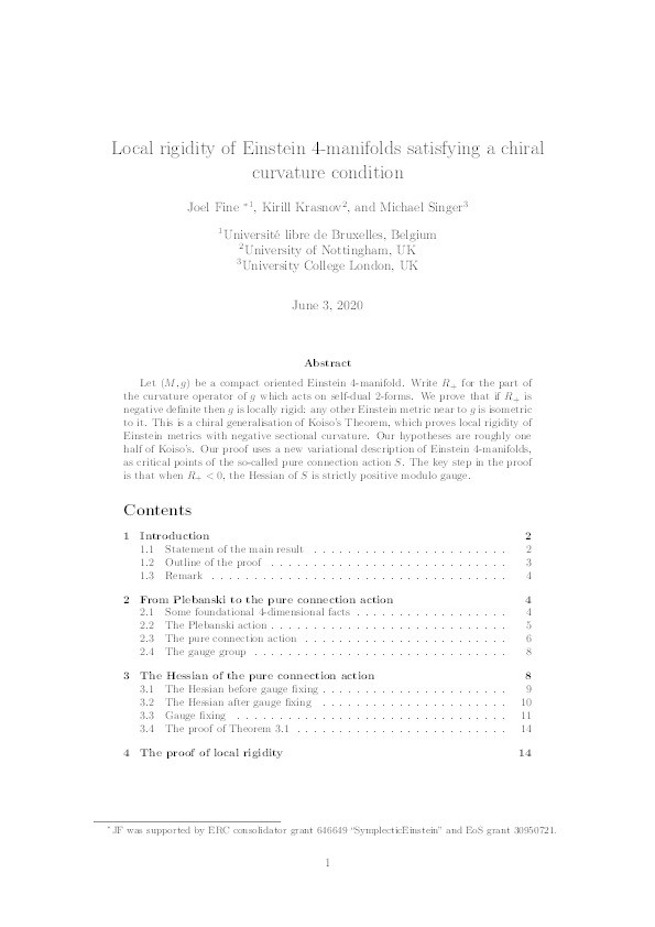 Local rigidity of Einstein 4-manifolds satisfying a chiral curvature condition Thumbnail