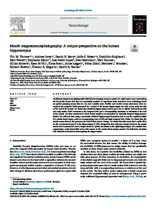 Mouth magnetoencephalography: A unique perspective on the human hippocampus Thumbnail