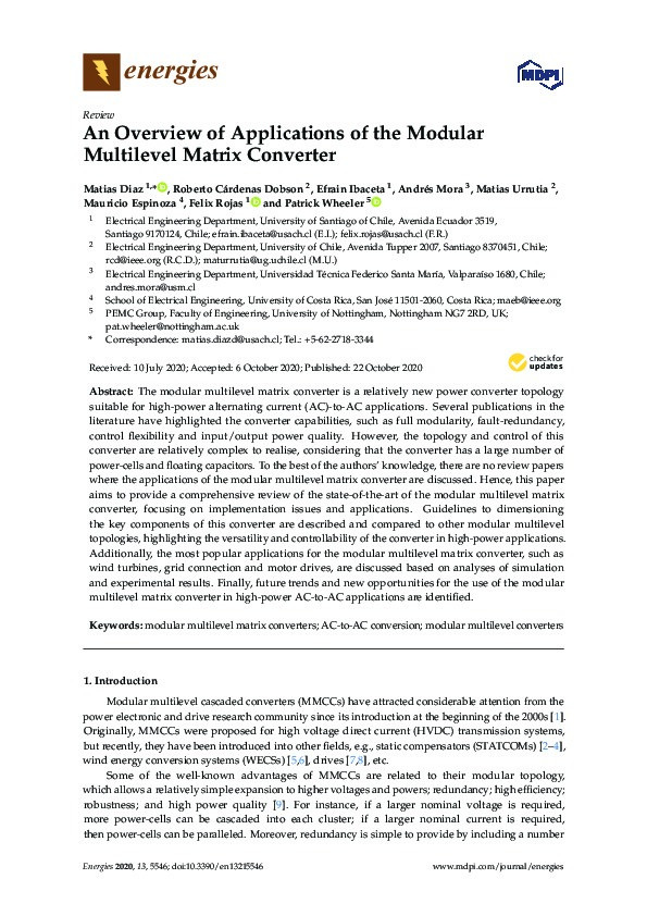 An Overview of Applications of the Modular Multilevel Matrix Converter Thumbnail