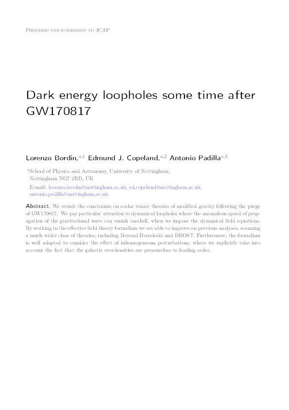 Dark energy loopholes some time after GW170817 Thumbnail