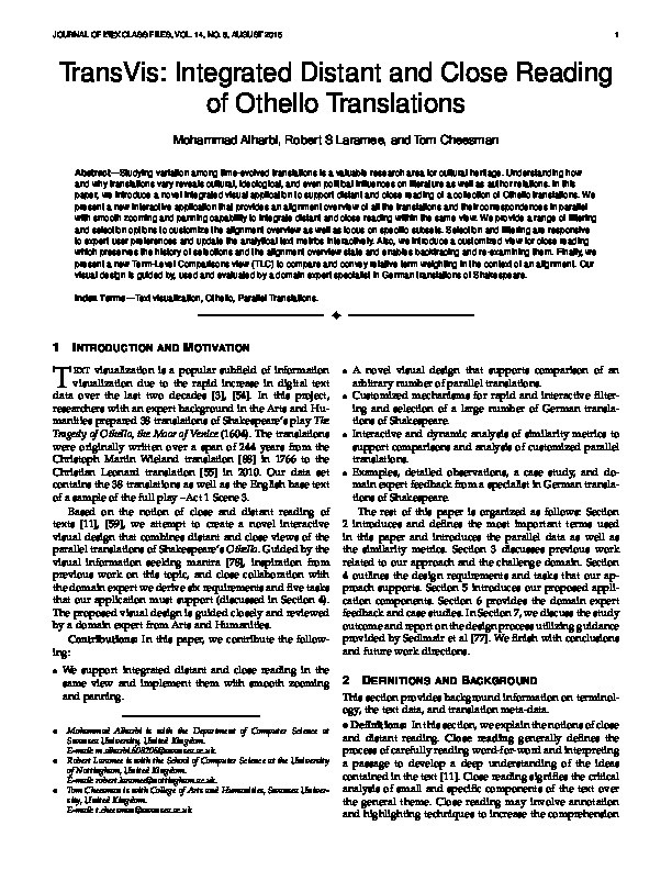 TransVis: Integrated Distant and Close Reading of Othello Translations Thumbnail