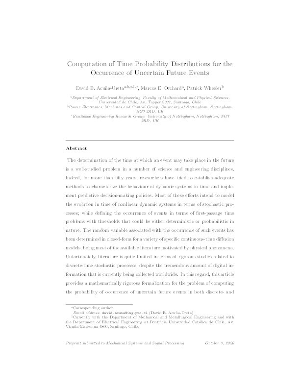 Computation of time probability distributions for the occurrence of uncertain future events Thumbnail