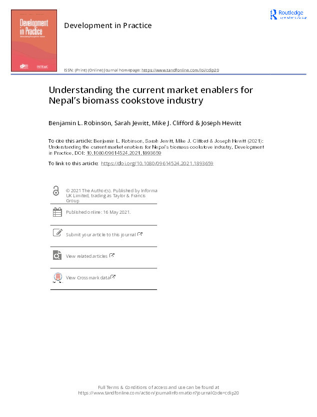 Understanding the current market enablers for Nepal’s biomass cookstove industry Thumbnail