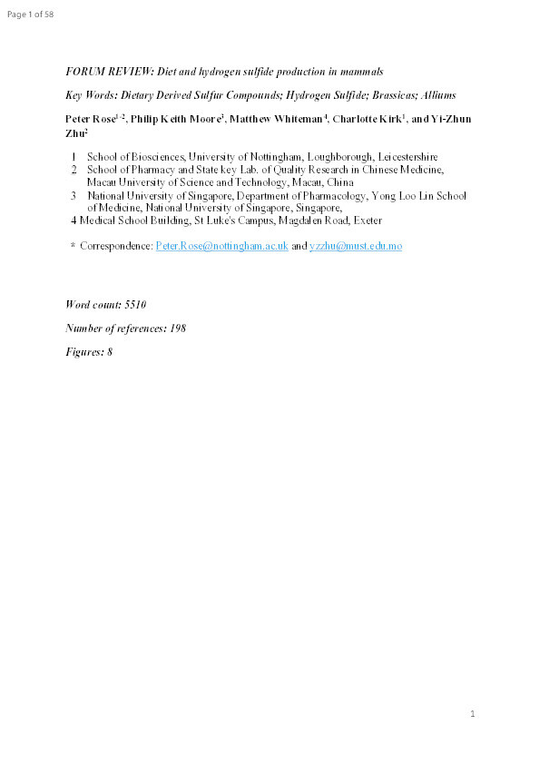 Diet and Hydrogen Sulfide Production in Mammals Thumbnail