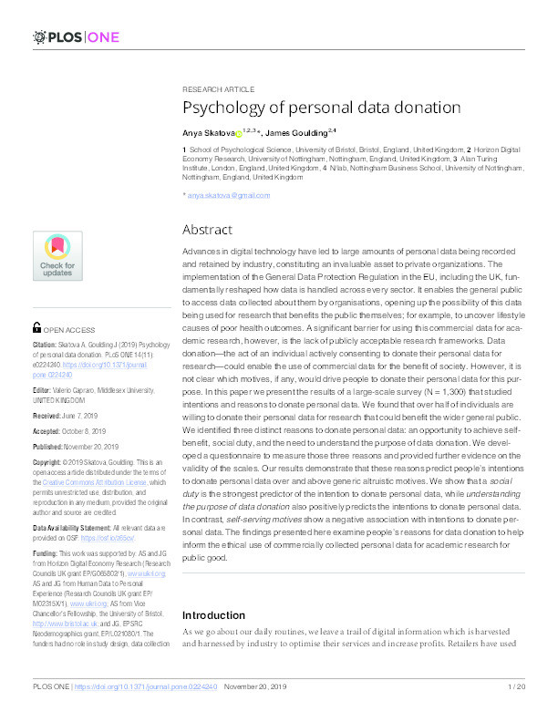 Psychology of personal data donation Thumbnail