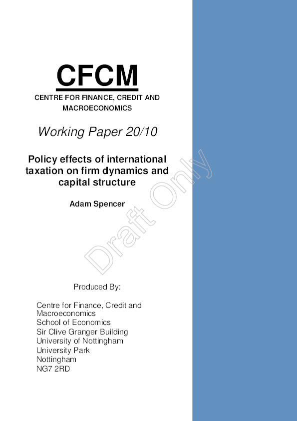 Policy Effects of International Taxation on Firm Dynamics and Capital Structure Thumbnail