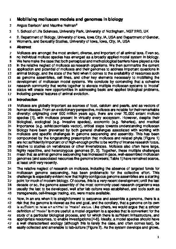 Mobilising molluscan models and genomes in biology Thumbnail