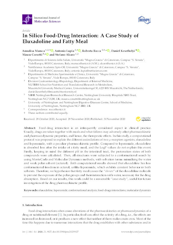 In Silico Food-Drug Interaction: A Case Study of Eluxadoline and Fatty Meal Thumbnail