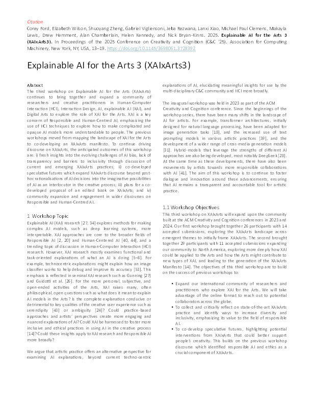 Explainable AI for the Arts 3 (XAIxArts3) Thumbnail