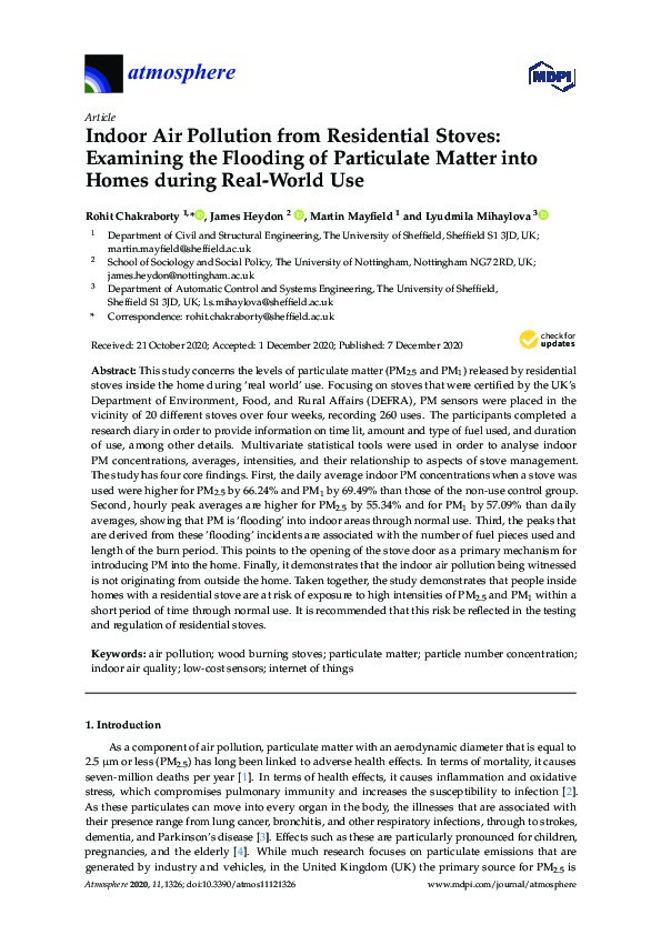 Indoor Air Pollution from Residential Stoves: Examining the Flooding of Particulate Matter into Homes during Real-World Use Thumbnail