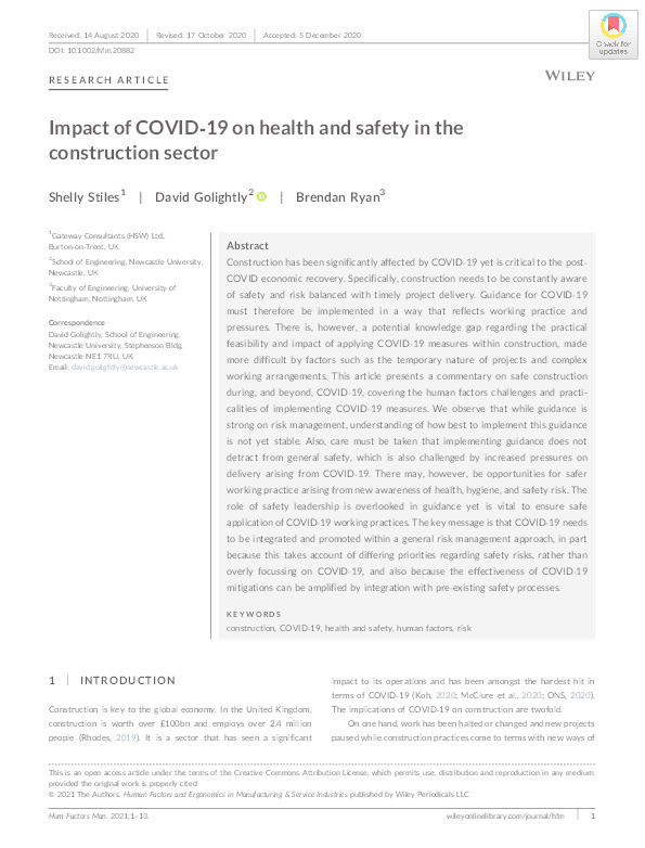 Impact of Covid-19 on Health and Safety in the Construction Sector Thumbnail