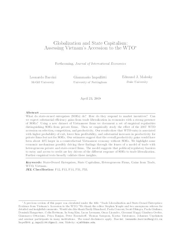Globalization and state capitalism: Assessing Vietnam's accession to the WTO Thumbnail