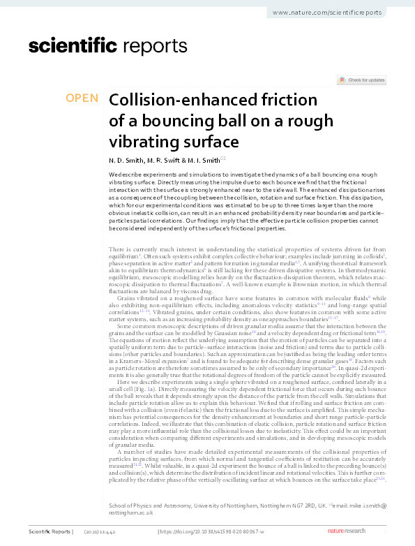 Collision-enhanced friction of a bouncing ball on a rough vibrating surface Thumbnail