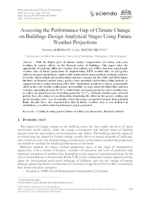 Assessing the Performance Gap of Climate Change on Buildings Design Analytical Stages Using Future Weather Projections Thumbnail