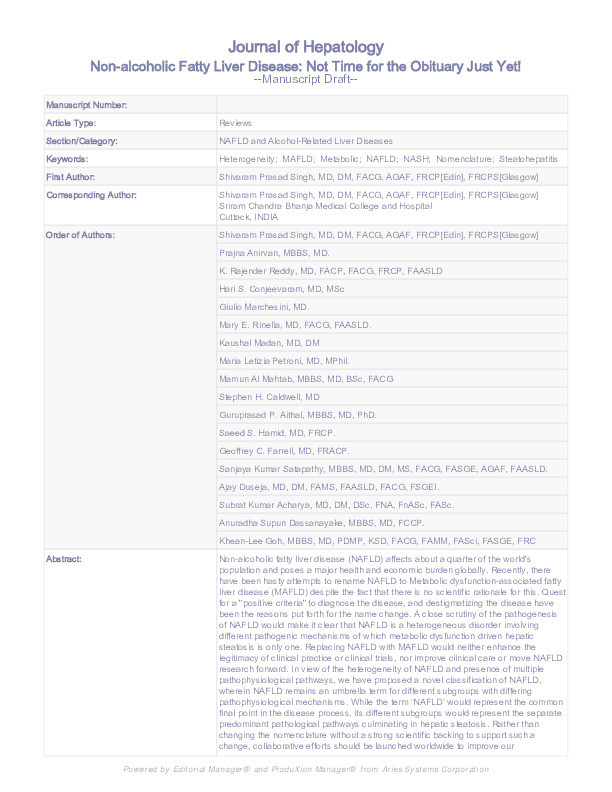 Non-alcoholic fatty liver disease: Not time for an obituary just yet! Thumbnail