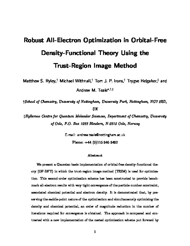 Robust All-Electron Optimization in Orbital-Free Density-Functional Theory Using the Trust-Region Image Method Thumbnail