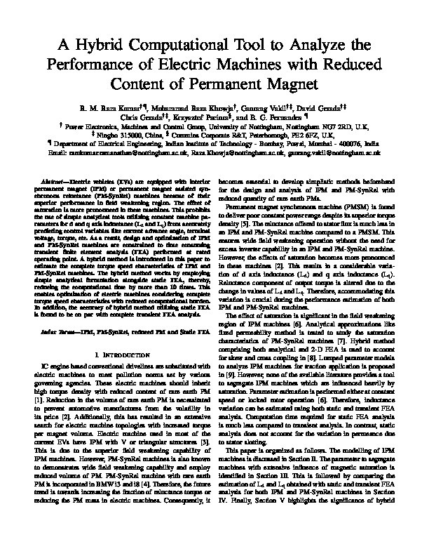 A Hybrid Computational Tool to Analyze the Performance of Electric Machines with Reduced Content of Permanent Magnet Thumbnail