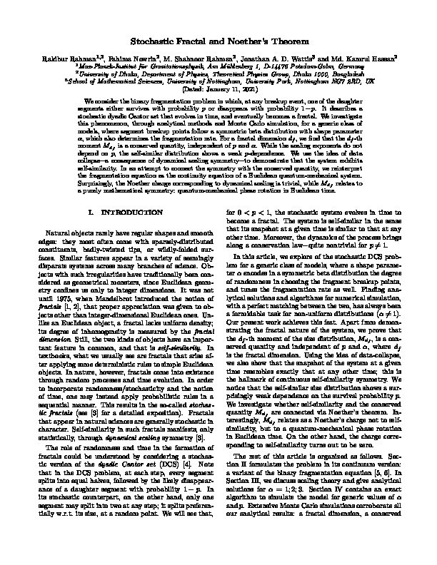 Stochastic fractal and Noether's theorem Thumbnail