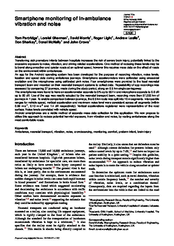 Smartphone monitoring of in-ambulance vibration and noise Thumbnail