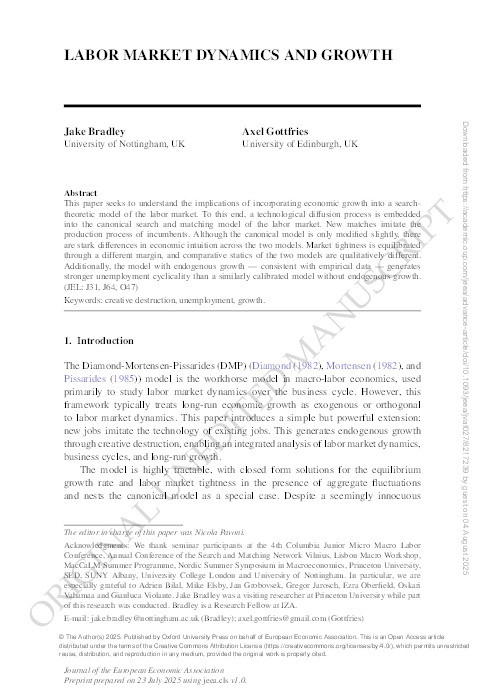 Labor Market Dynamics and Growth Thumbnail