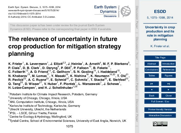 Supplementary material to &quot;The relevance of uncertainty in future crop production for mitigation strategy planning&quot; Thumbnail