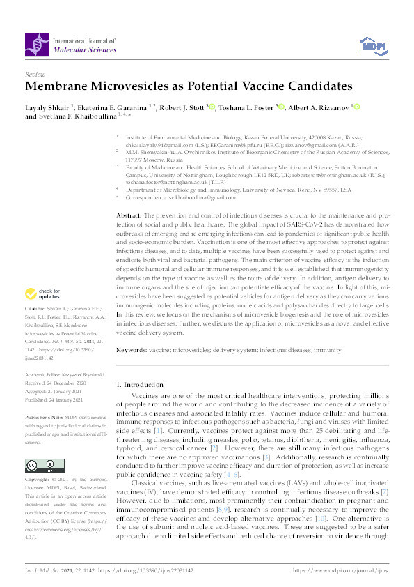 Membrane Microvesicles as Potential Vaccine Candidates Thumbnail