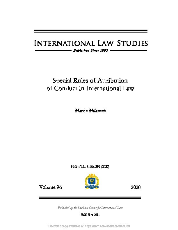 Special Rules of Attribution of Conduct in International Law Thumbnail
