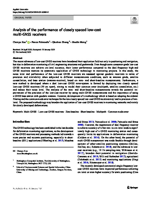 Analysis of the performance of closely spaced low-cost multi-GNSS receivers Thumbnail