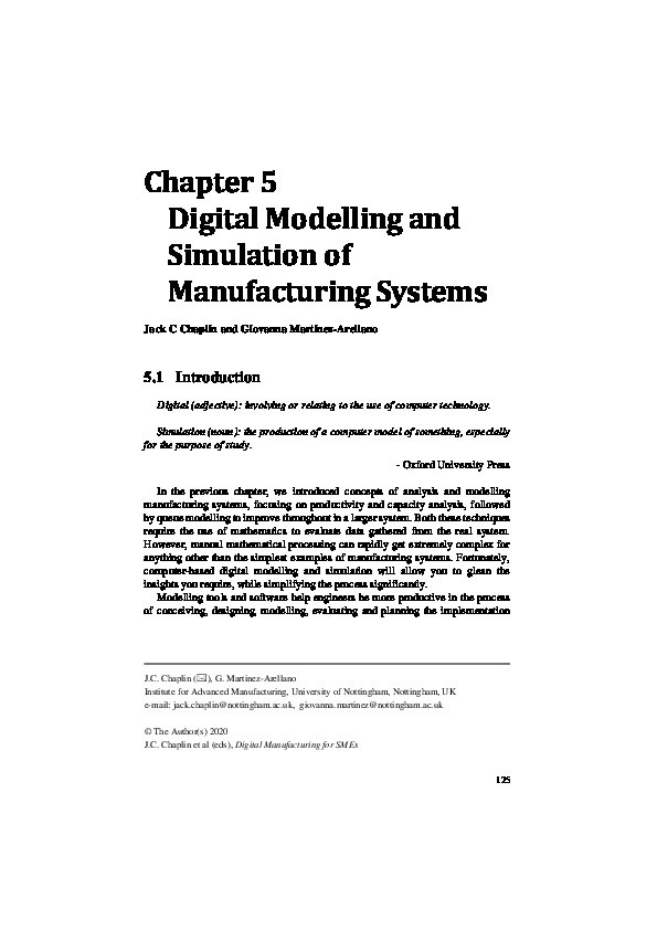 Digital Modelling and Simulation of Manufacturing Systems Thumbnail