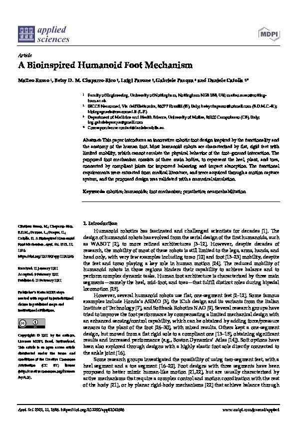 A bioinspired humanoid foot mechanism Thumbnail