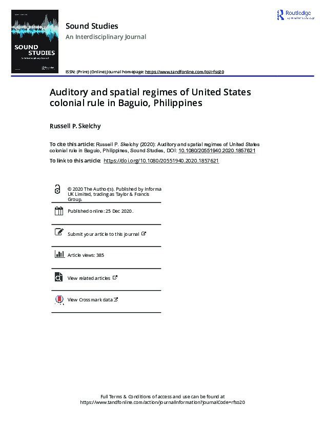 Auditory and spatial regimes of United States colonial rule in Baguio, Philippines Thumbnail