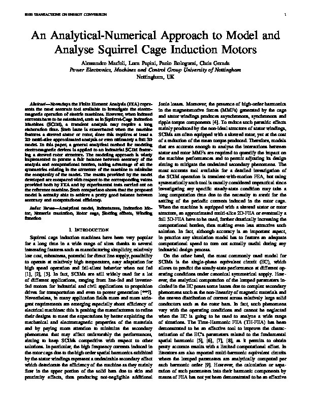 An Analytical-Numerical Approach to Model and Analyse Squirrel Cage Induction Motors Thumbnail