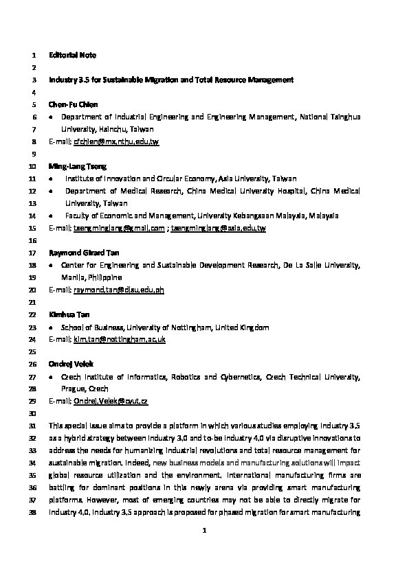 Special issue. Volume 169 (2021): Industry 3.5 for Sustainable Migration and Total Resource Management Thumbnail