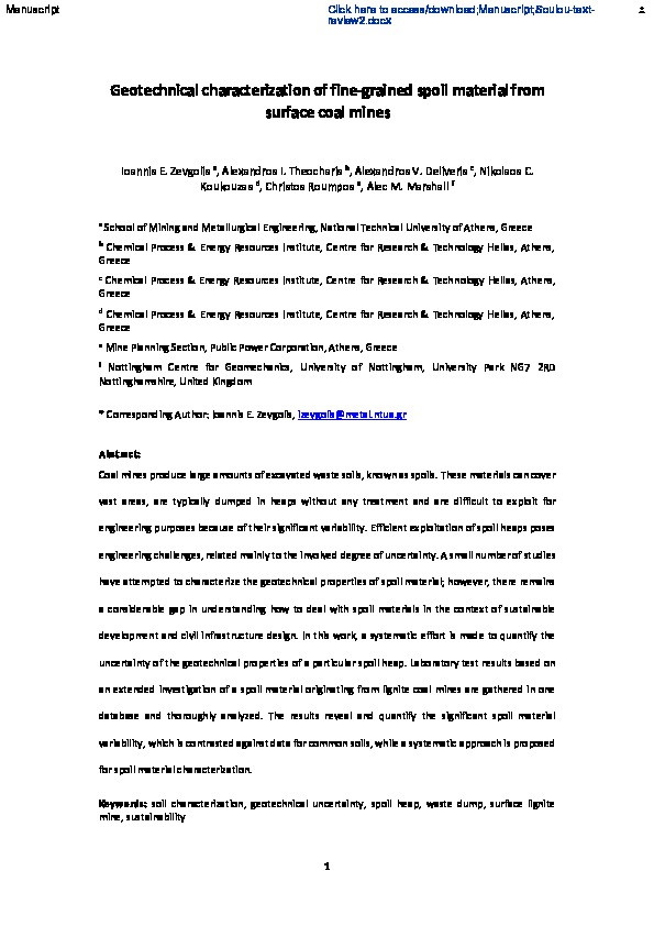 Geotechnical Characterization of Fine-Grained Spoil Material from Surface Coal Mines Thumbnail