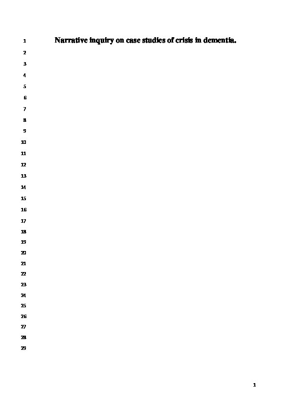 Narrative inquiry on case studies of crisis in dementia Thumbnail