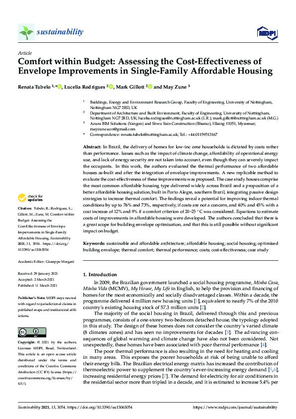 Comfort within budget: Assessing the cost-effectiveness of envelope improvements in single-family affordable housing Thumbnail