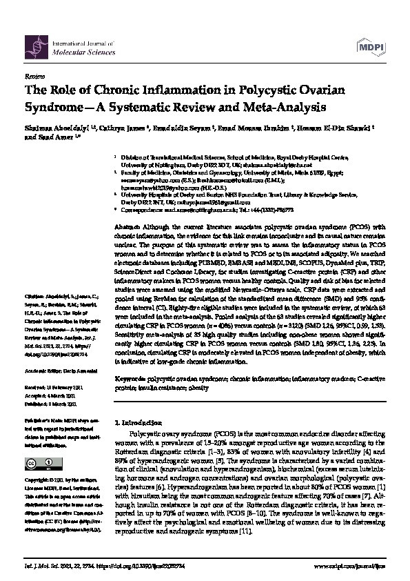 The Role of Chronic Inflammation in Polycystic Ovarian Syndrome—A Systematic Review and Meta-Analysis Thumbnail