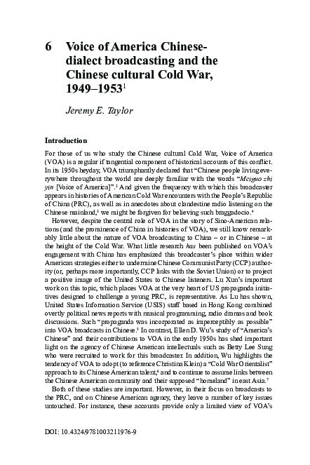 Voice of America Chinese-dialect broadcasting and the Chinese Cultural Cold War, 1949-1953 Thumbnail