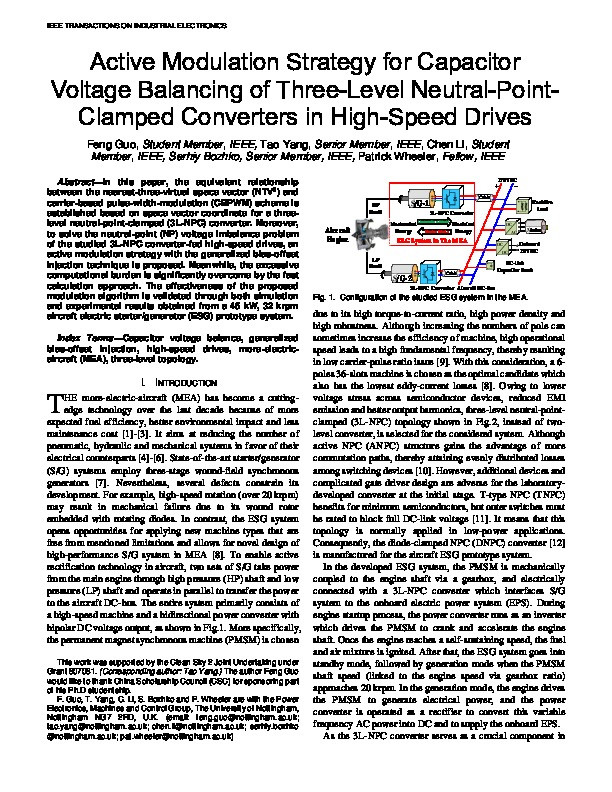 Active Modulation Strategy for Capacitor Voltage Balancing of Three-Level Neutral-Point-Clamped Converters in High-Speed Drives Thumbnail