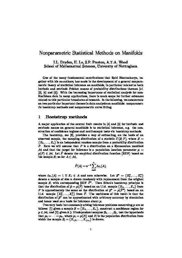 Nonparametric Statistical Methods on Manifolds Thumbnail