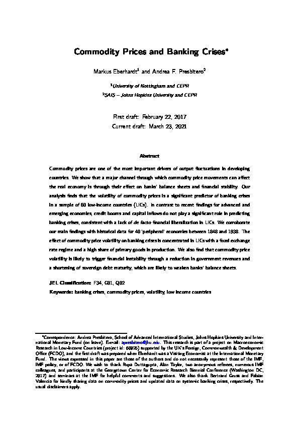 Commodity prices and banking crises Thumbnail