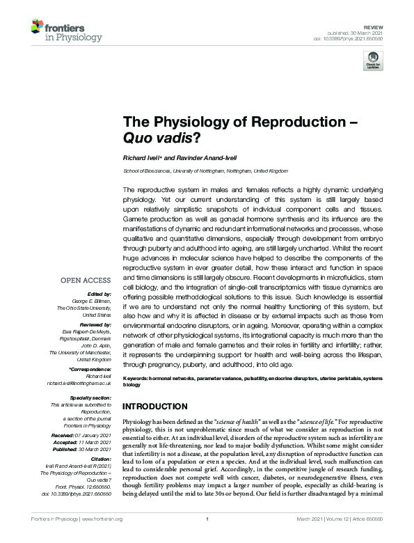 The Physiology of Reproduction – Quo vadis? Thumbnail