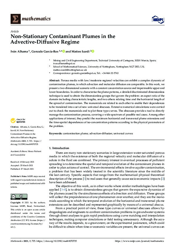 Non-Stationary Contaminant Plumes in the Advective-Diffusive Regime Thumbnail