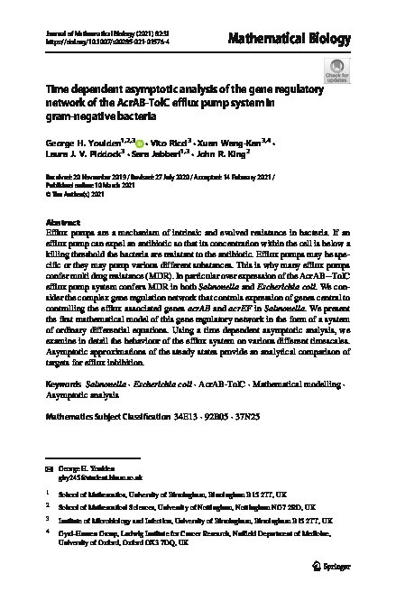 Time dependent asymptotic analysis of the gene regulatory network of the AcrAB-TolC efflux pump system in gram-negative bacteria Thumbnail