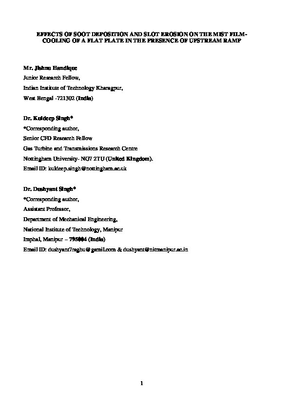 Effects of soot deposition and slot erosion on the mist film-cooling of a flat plate in the presence of upstream ramp Thumbnail