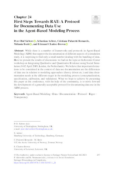 First Steps Towards RAT: A Protocol for Documenting Data Use in the Agent-Based Modeling Process Thumbnail