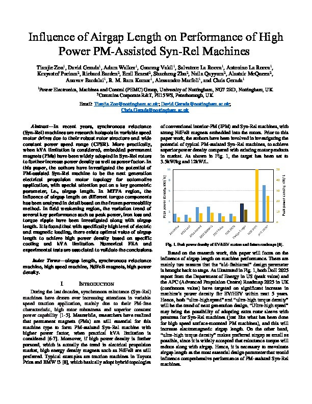 Influence of Airgap Length on Performance of High Power PM-Assisted Syn-Rel Machines Thumbnail