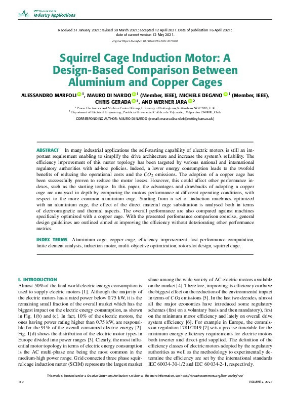 Squirrel Cage Induction Motor: A Design-Based Comparison Between Aluminium and Copper Cages Thumbnail