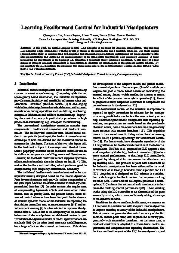 Learning Feedforward Control for Industrial Manipulators Thumbnail